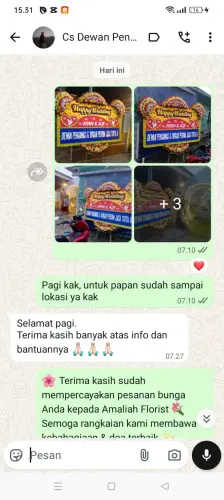 Testimonial Papan Bunga Pernikahan cileunyi wetan